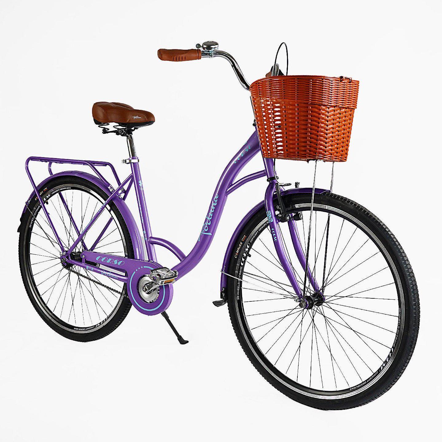 Велосипед городской Corso Fortuna с корзиной и багажником рама 20"/28" Сиреневый - фото 2 Велосипед городской Corso Fortuna с корзиной и багажником рама 20"/28" Сиреневый - фото 2