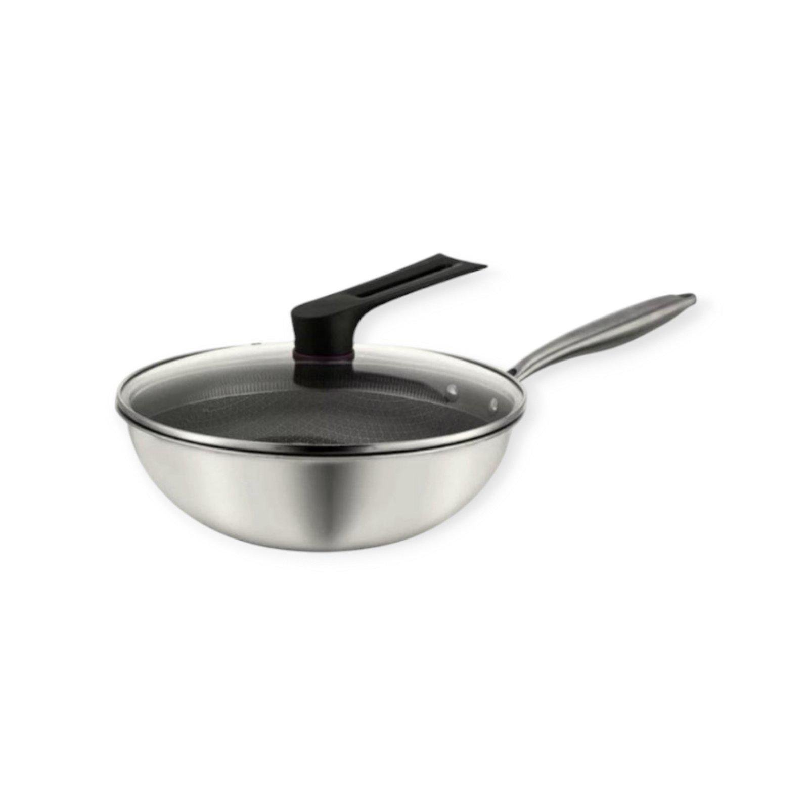 Сковорода Wok з нержавіючої сталі з кришкою та антипригарним покриттям 32 см (Н-320)