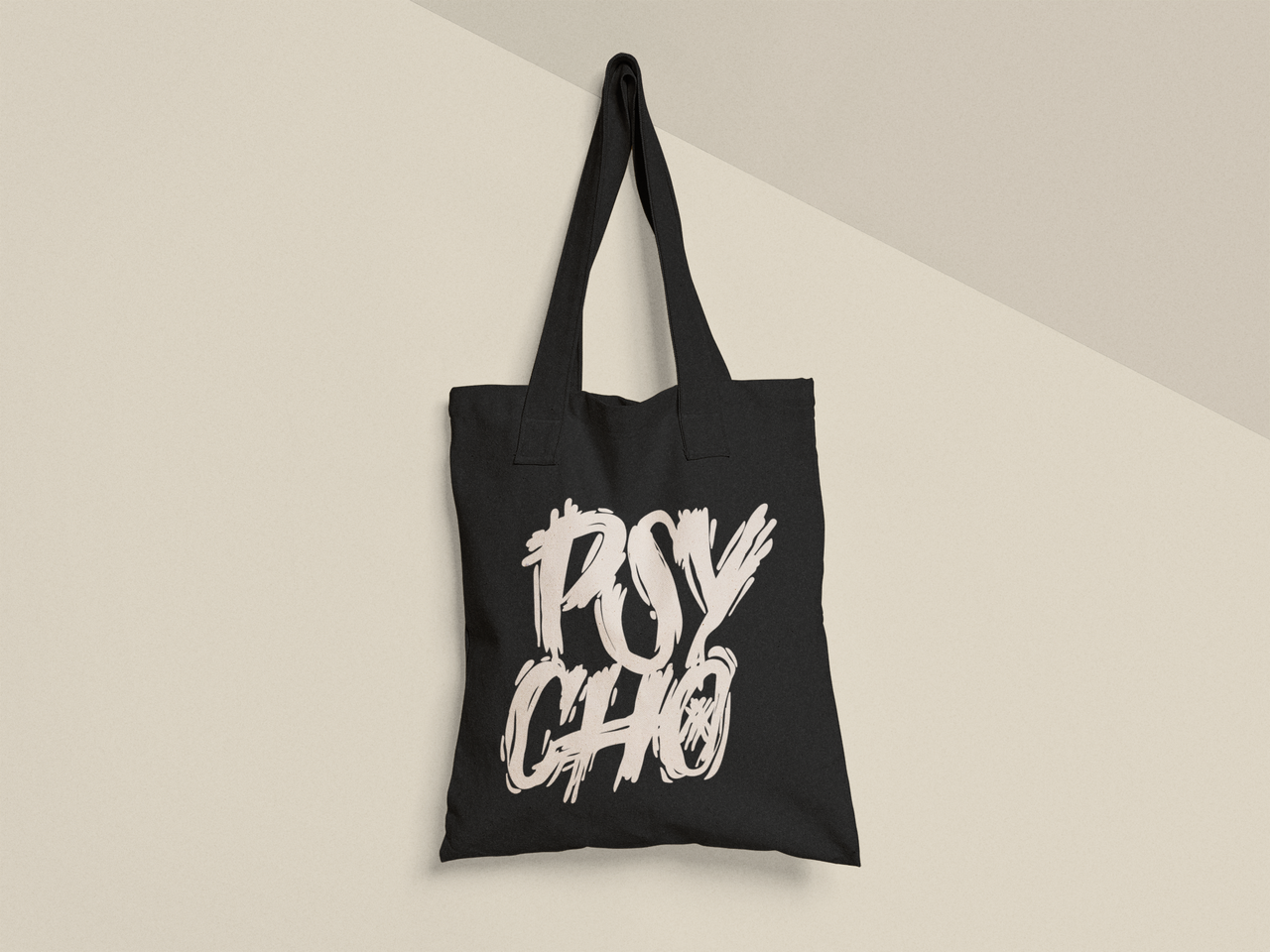 Эко-сумка шоппер с принтом "Psycho" 38х40 см Черный (ПН431-Т1)