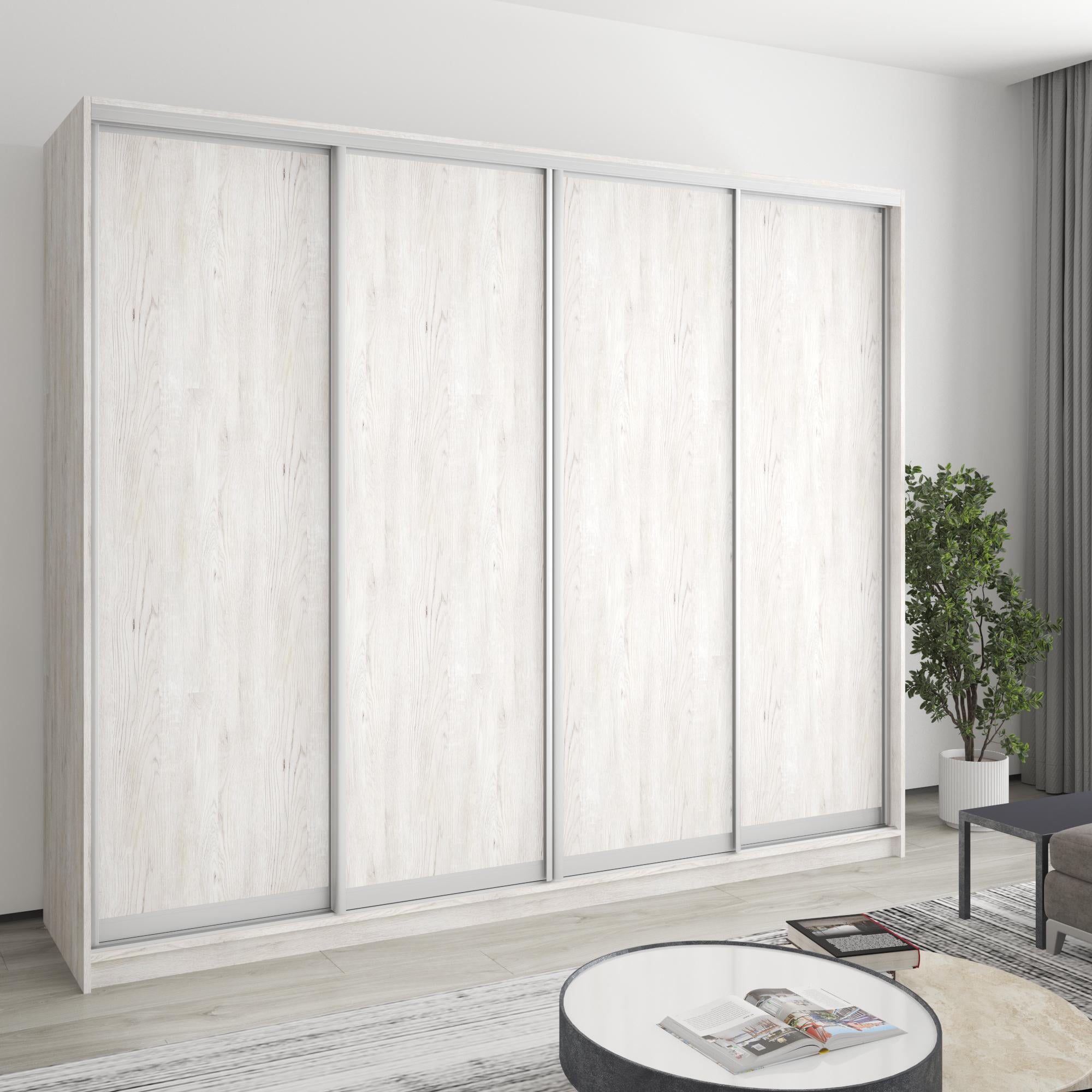 Шкаф-купе четырехдверный MebelStar Стандарт AL 4 ДСП 250x60x210 см Аляска серый (MBS-12174) Шкаф-купе четырехдверный MebelStar Стандарт AL 4 ДСП 250x60x210 см Аляска серый (MBS-12174)