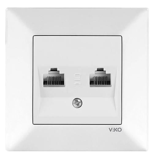 Розетка компьютерная двойная VIKO Meridian Белый (21173-е) Розетка компьютерная двойная VIKO Meridian Белый (21173-е)