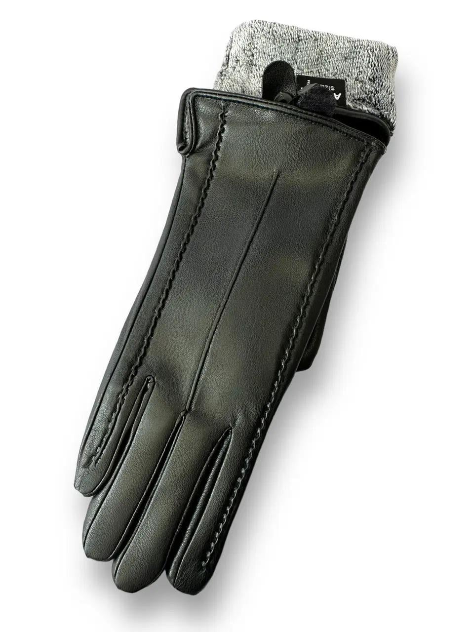 Перчатки женские искусственная кожа R-104 р. 7,5 Черный (DR017341)