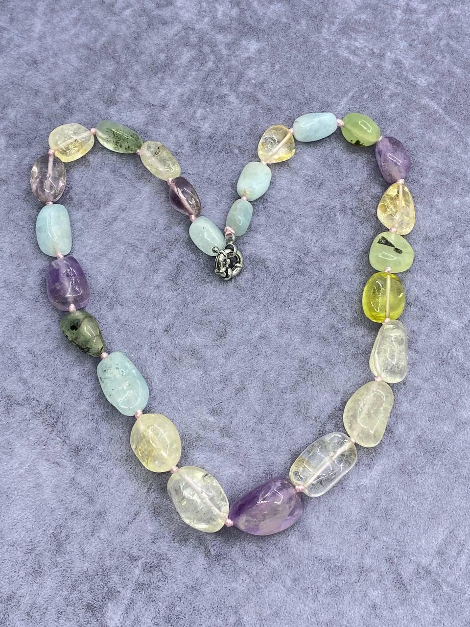 Намисто аметист/преніт/кварц 48 см Різнокольоровий (313)