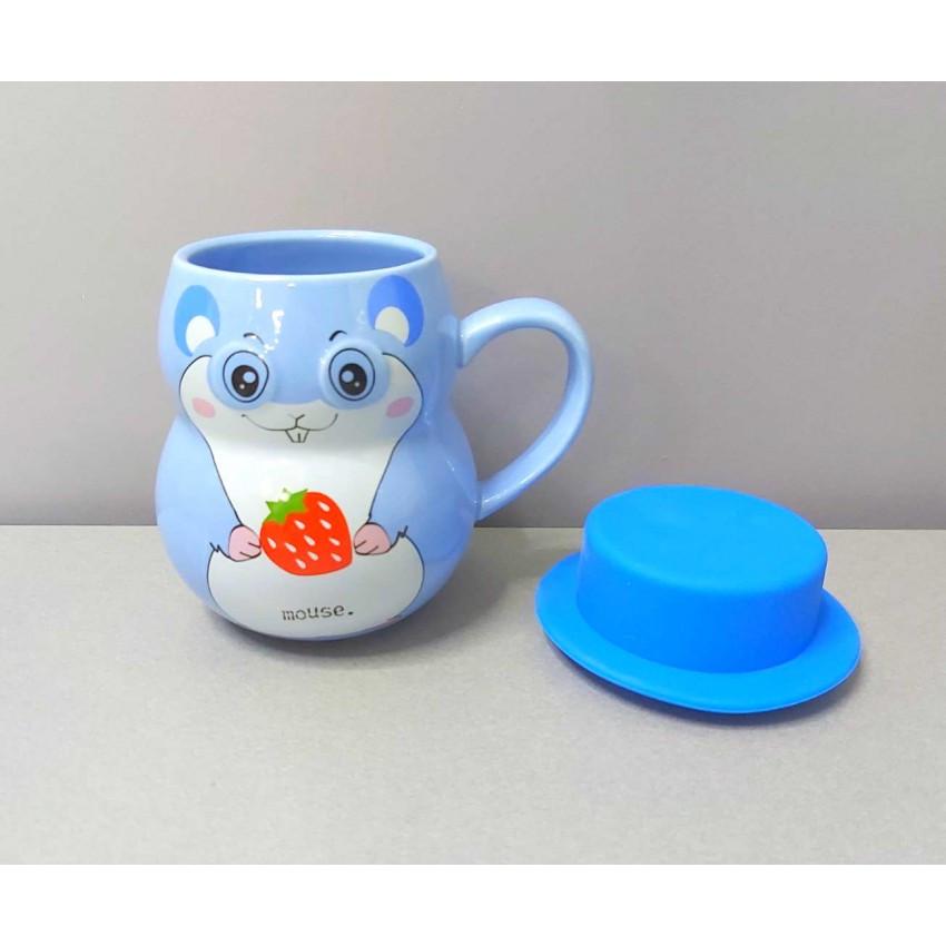 Чашка Stenson R88405R Хом'як із силіконовою кришкою 380 мл