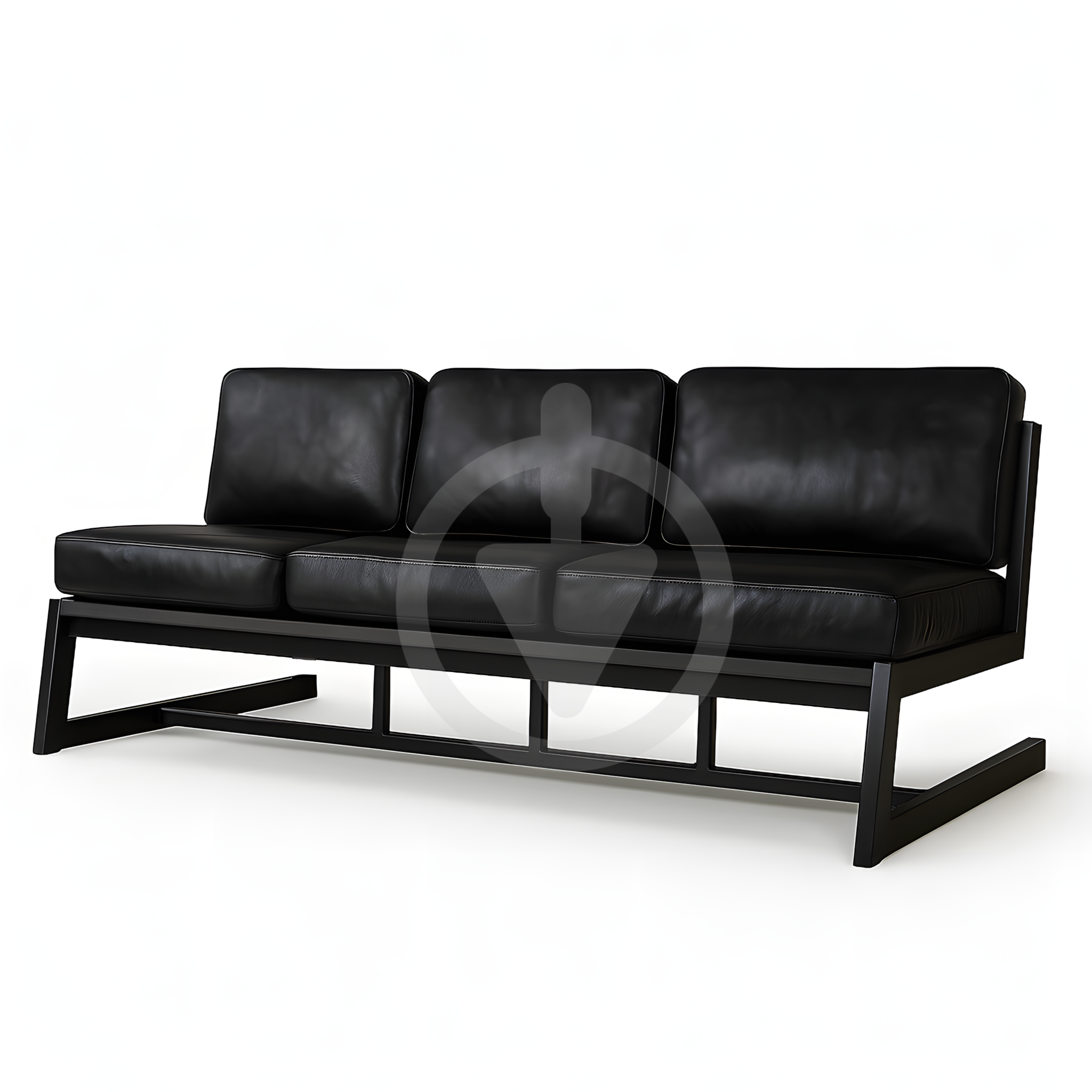 Диван металлический AVVS Атлас лофт экокожа 156 см Черный