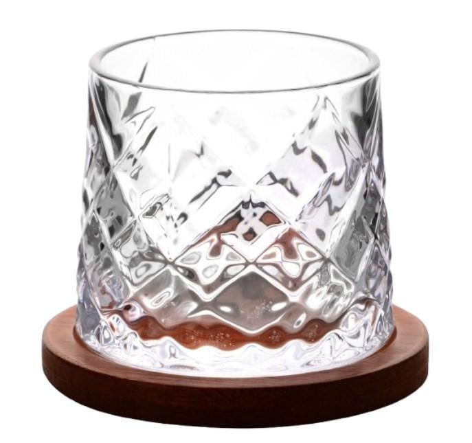 Склянка низька Viva Romb з бамбуковою підставкою скло 280 мл (B060708)