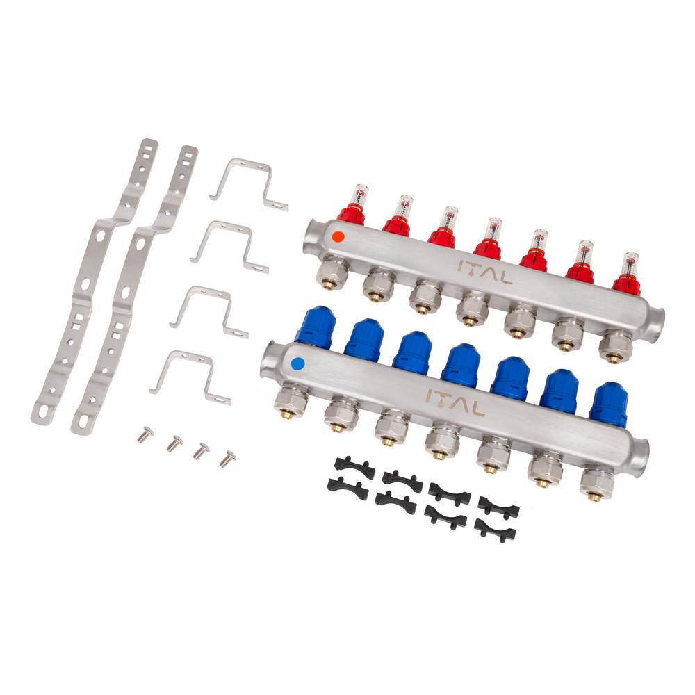Колекторний блок із витратомірами ITAL HC1-07 x 3/4"Ek нержавіюча сталь - фото 2