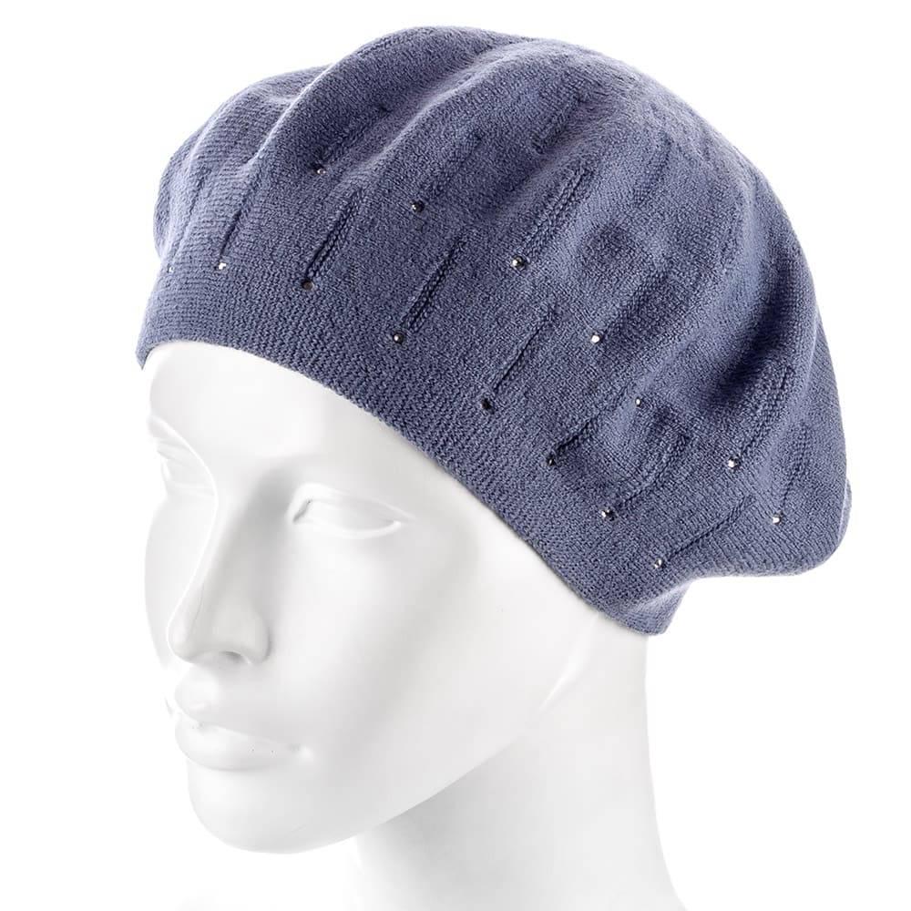 Берет женский Zolly ZH183 двойной со стразами тонкой вязки Графит