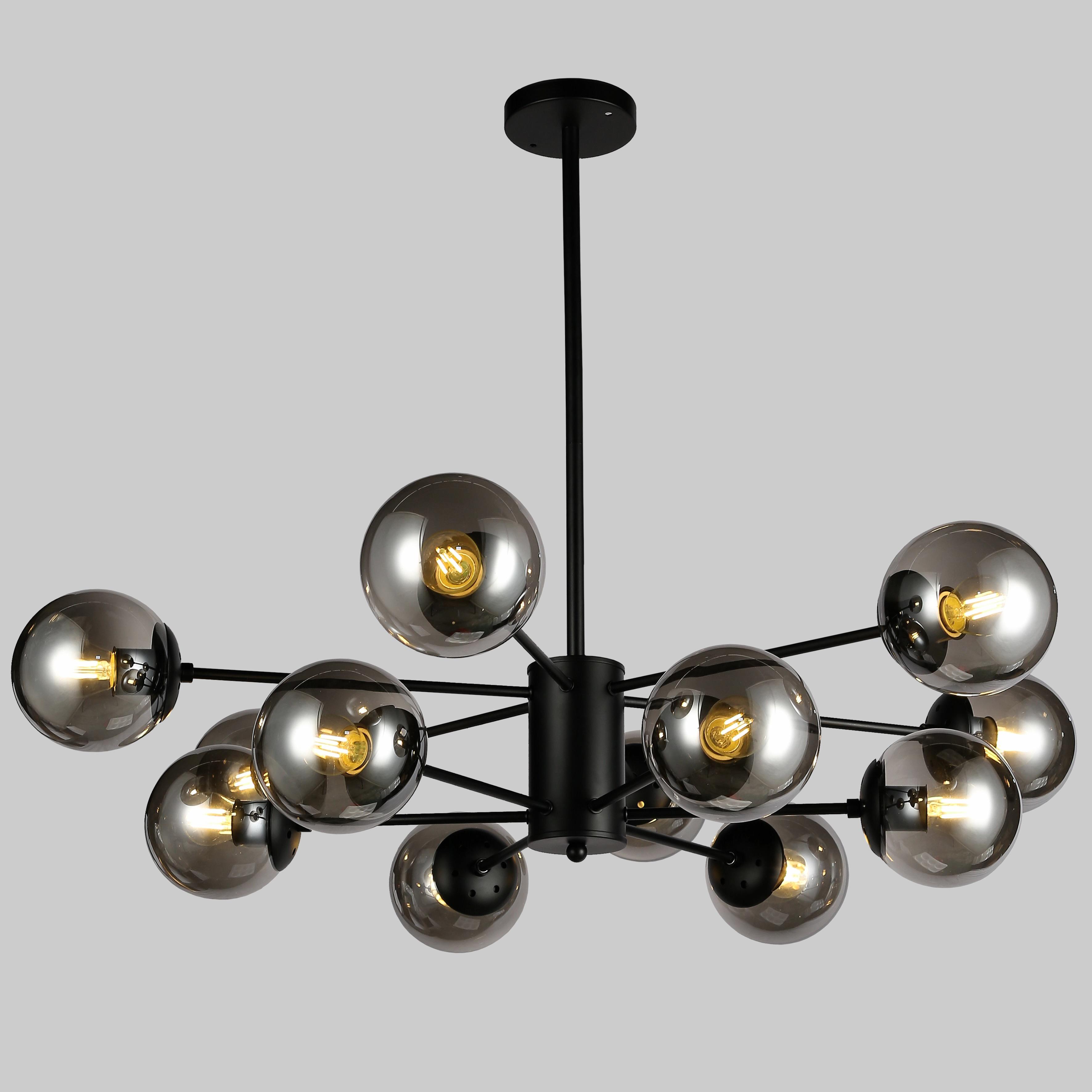 Люстра из графитовых шаров на 12 ламп (52-6033-12 BK+BK)