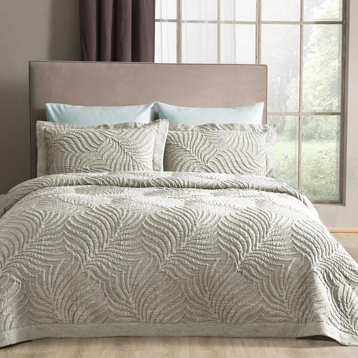 Покрывала Tivolyo Home Leave жаккард хлопок/полиэстер Бежевый