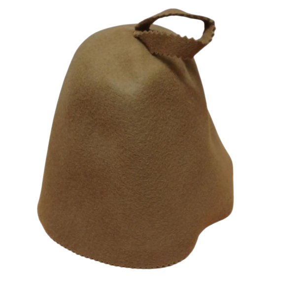 Шапка для лазні та сауни з натурального фетру цільна вовняна Коричневий