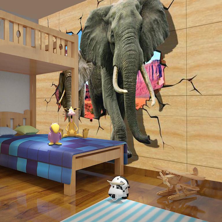 Фотошпалери, що миються флізелінові для спальні/зали/кухні Слони в гостях