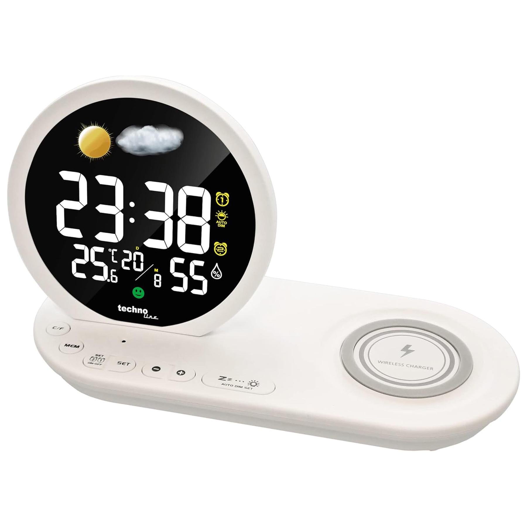 Годинник настільний Technoline WT427 Wireless Mobile Charging White (WT427)