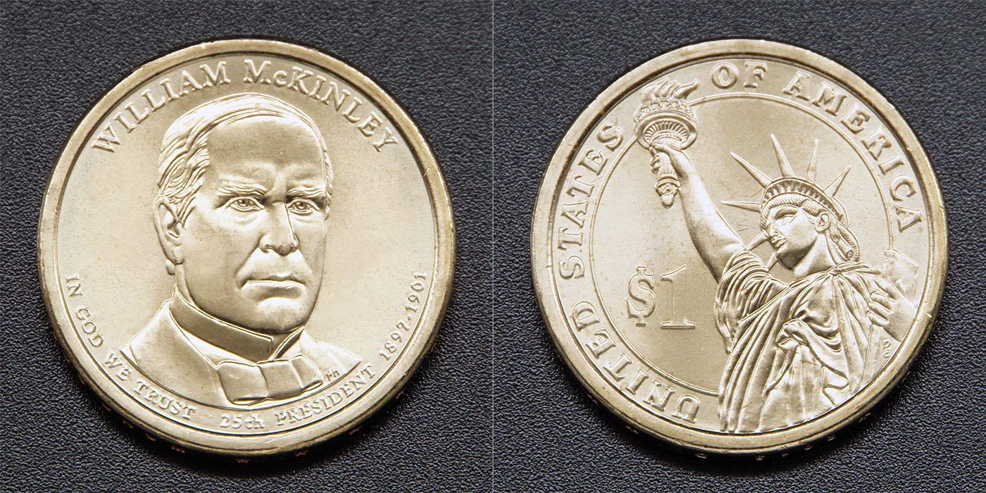 Коллекционная монета США 2013 1 доллар Уильям Мак Кинли а UNC