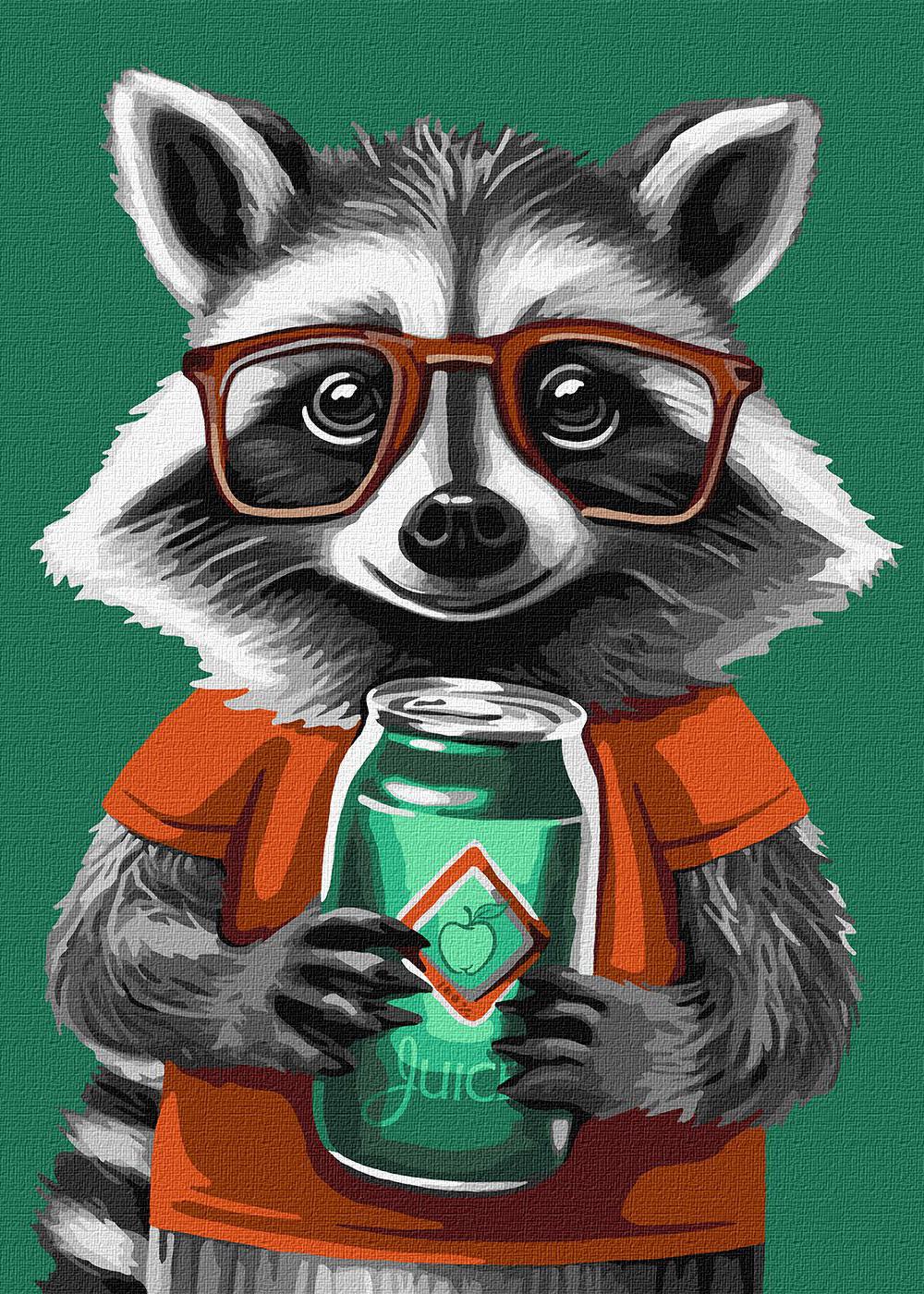 Картина по номерам Ідейка Милый енот 40х50 (KHO6525)