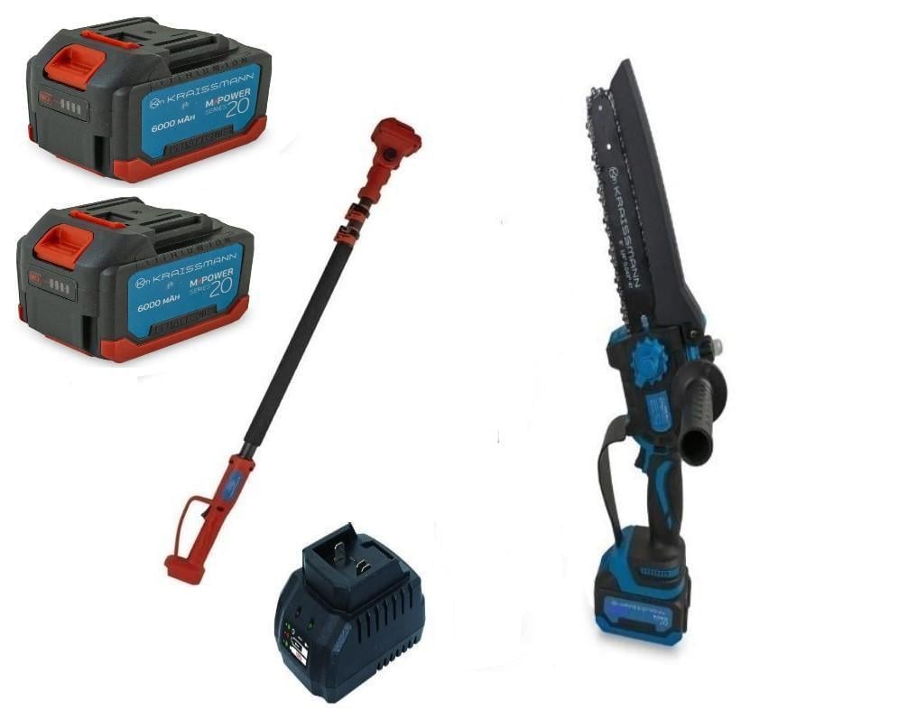 Пила цепная мини аккумуляторная KRAISSMANN 2033 AKS-BL 20 удлинитель VS'2500 1,6-2,5/2 аккумулятор 6 Ач/зарядное устройство (24998169)