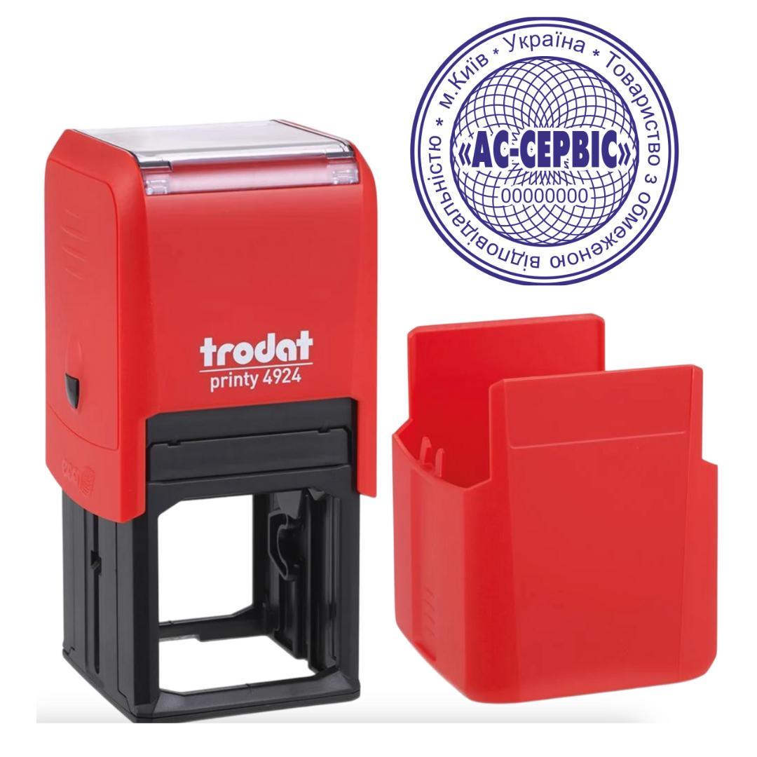 Печать ТОВ на автоматическом оснащении Trodat 4924 d 40 мм с колпачком Красный (ООО18/4924/R)