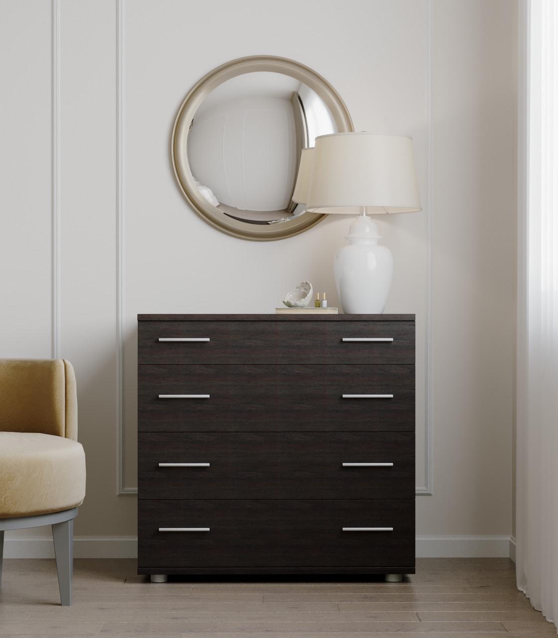 Комод Еверест на 4 ящики К-1 80х45х73 см Венге темний (DTM-2444) Комод Еверест на 4 ящики К-1 80х45х73 см Венге темний (DTM-2444)