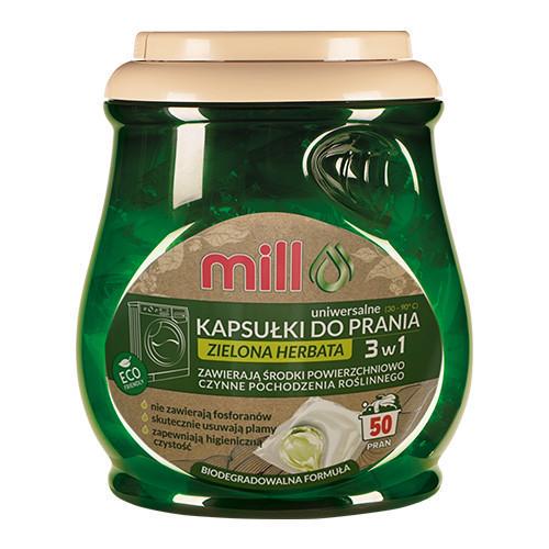 Капсули для прання універсальні Eco MILL 2в1 50 шт. Зелений чай