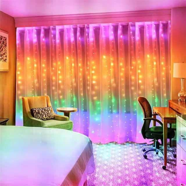 Гирлянда светодиодная штора капля росы Rainbow с пультом 3х3 м (д11808) Гирлянда светодиодная штора капля росы Rainbow с пультом 3х3 м (д11808)