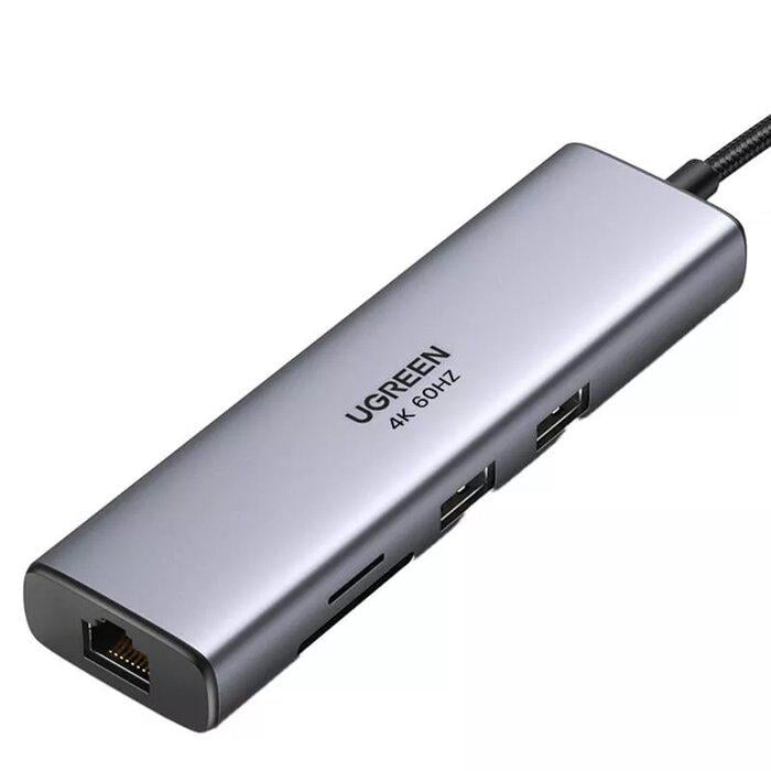 USB-хаб UGREEN CM512 USB-C to 2хUSB3.0+HDMI+RJ45+SD&TF+PD port Converter (UGR-90568)