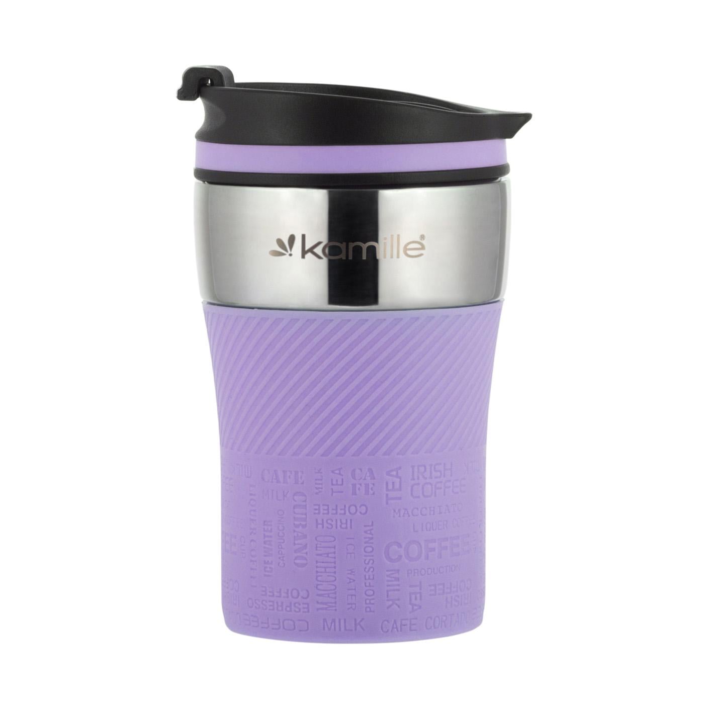 Термокружка Kamille из нержавеющей стали с TPR-вставкой 260 мл Лиловый (14897064)