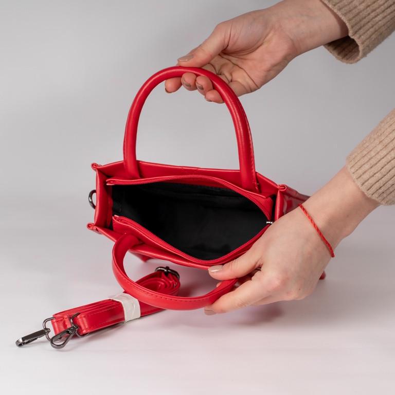 Сумка женская маленькая классическая из гладкой экокожи XENIA № 03-24 Красный - фото 3