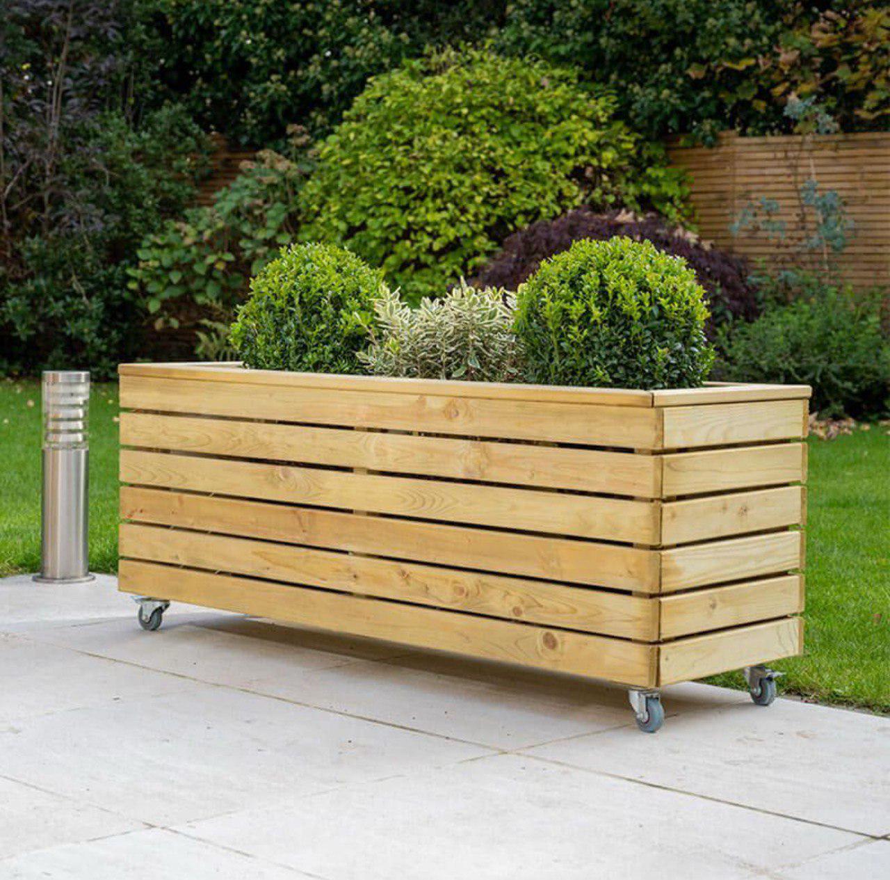 Кашпо з натурального дерева на коліщатках (2602760231) - фото 2