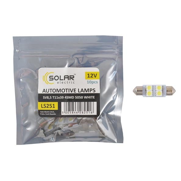Автолампа LED Solar 12V SV8,5 T11x39 4smd 5050 white 10 шт. (LS251_P)