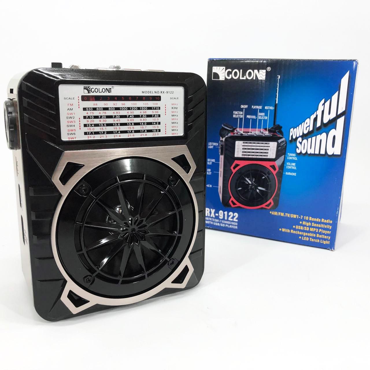 Радиоприемник GOLON RX-9122 с LED фонарем.