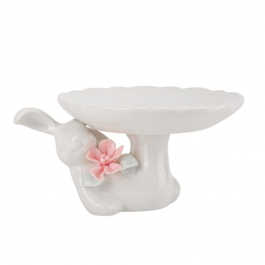 Подставка Кролик с цветком 9 см Белый (5009-027)