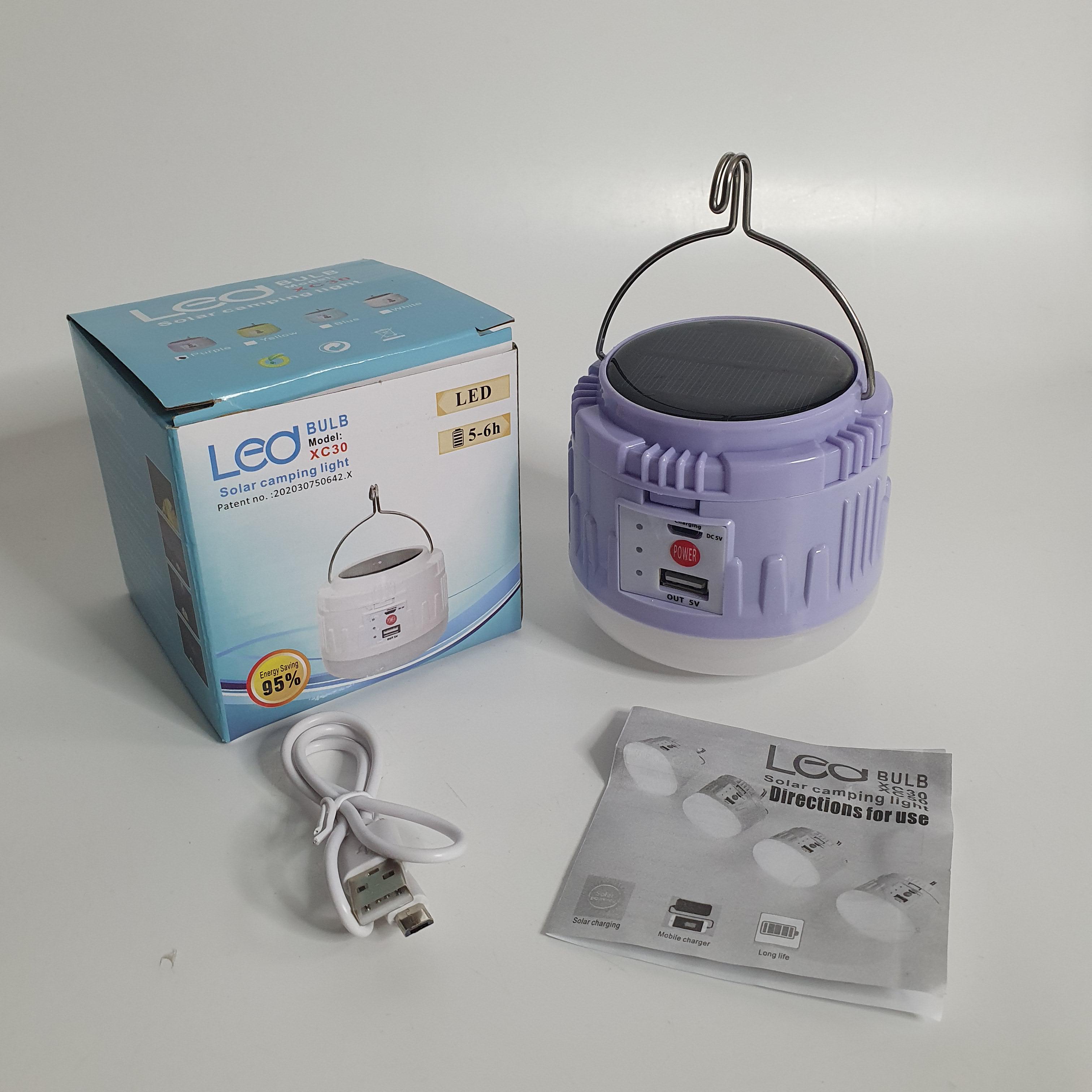 Лампа-фонарь переносная аккумуляторная LED на солнечной батарее с функцией Power Bank 2400 mah (DLXC-30)