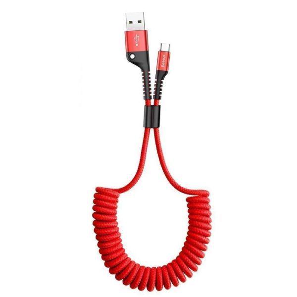Кабель-пружина BASEUS Fish Eye Spring Data USB для Type-C 2 A 1 м Red (CATSR-09)