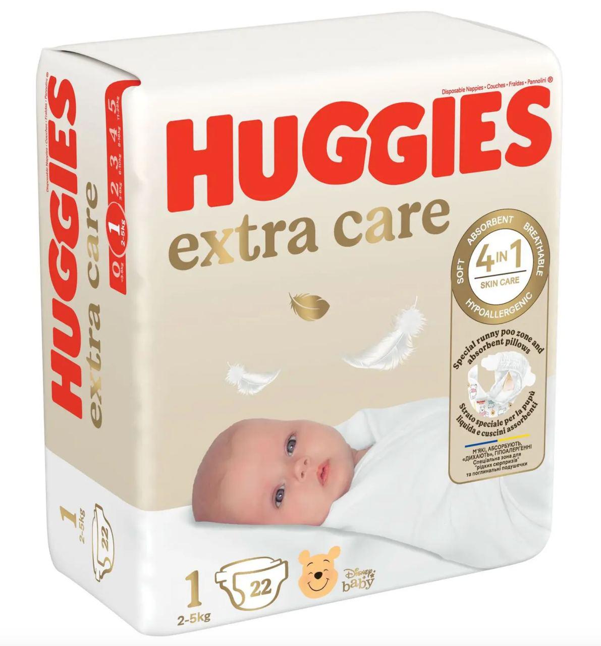 Подгузники детские Huggies Extra Care Newborn 1 3-5 кг 22 шт. (21594618) - фото 1