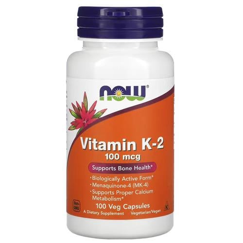 Витамин К NOW Vitamin K-2 100 mcg 100 Veg Capsules (NOW-00990)