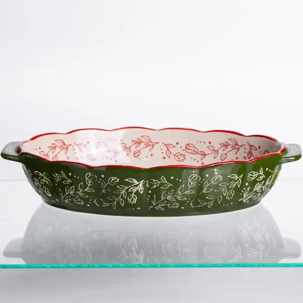 Форма для выпечки Vintage фарфоровая 1 л овальная Зеленый (147-107-HM05-02) - фото 4 Форма для выпечки Vintage фарфоровая 1 л овальная Зеленый (147-107-HM05-02) - фото 4