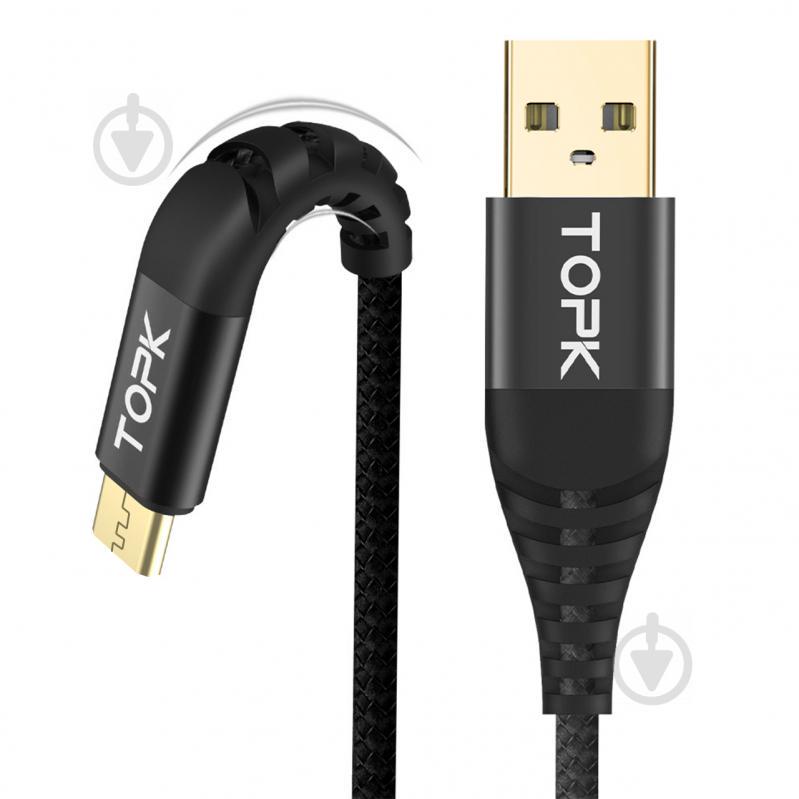 Кабель синхронизации Topk USB - MicroUSB 3A 2 м Black (3871-10881)