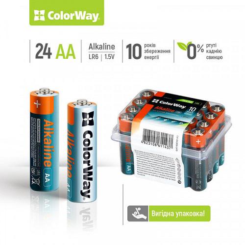 Батарейки СolorWay CW-BALR06-24PB AA/LR06 Alkaline Power BL 24 шт. (11759973) - фото 2