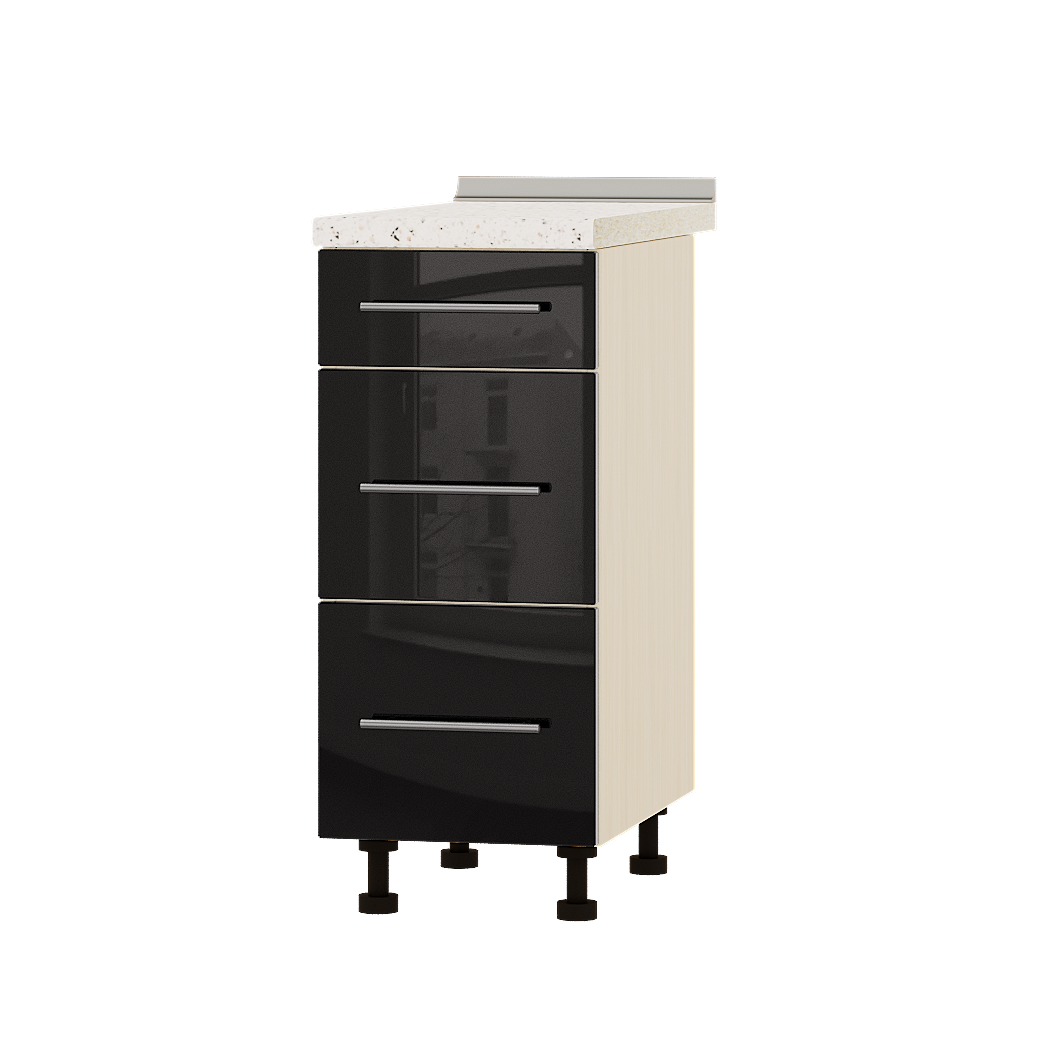 Шкаф нижний Эверест Акрил модуль Низ Н87-350 35х47х85 см Черный глянец/Дуб Молочный (04680)