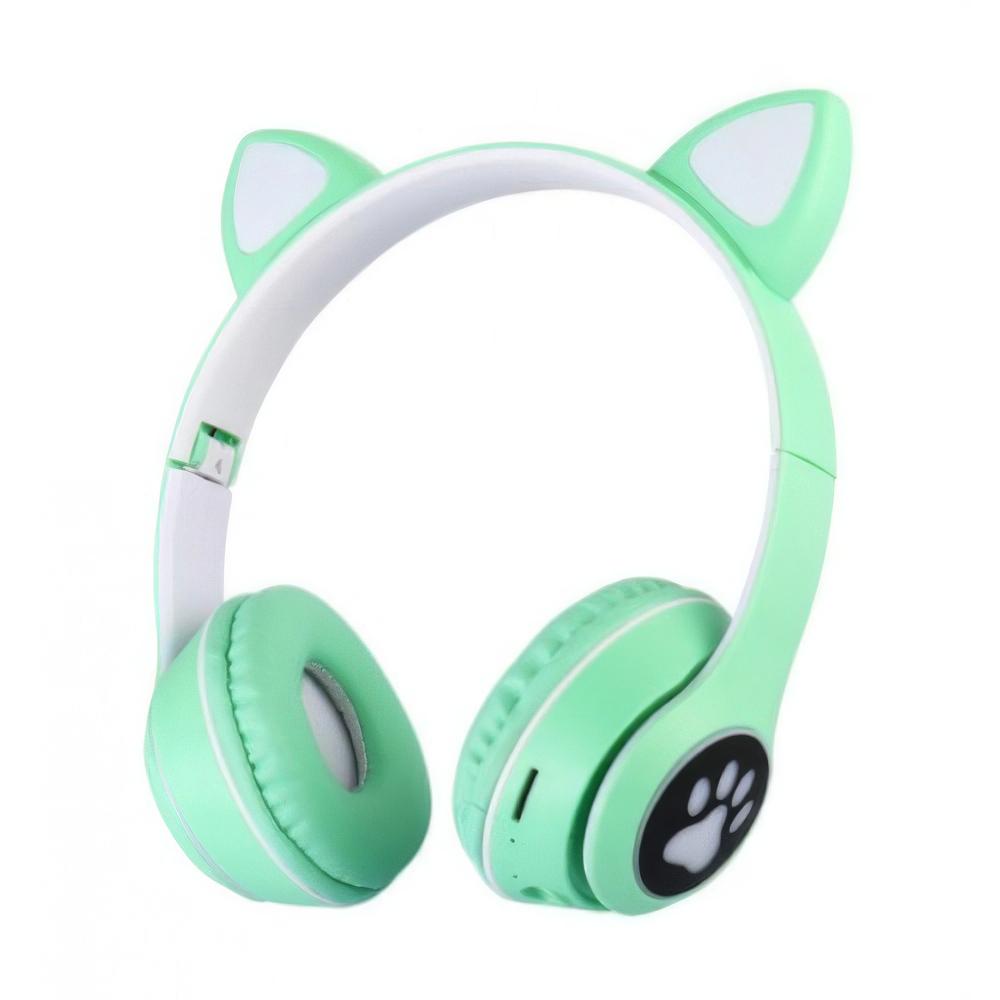 Наушники с ушками Headset MZ-023 Bluetooth и подсветкой Зеленый (1010652-Green)