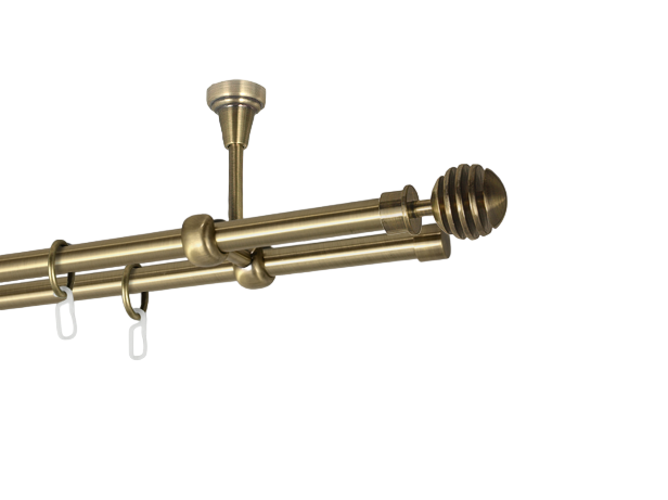 Карниз MStyle Верона металлический двухрядный труба 16/16 мм кронштейн потолочный 300 см Антик (J010204)