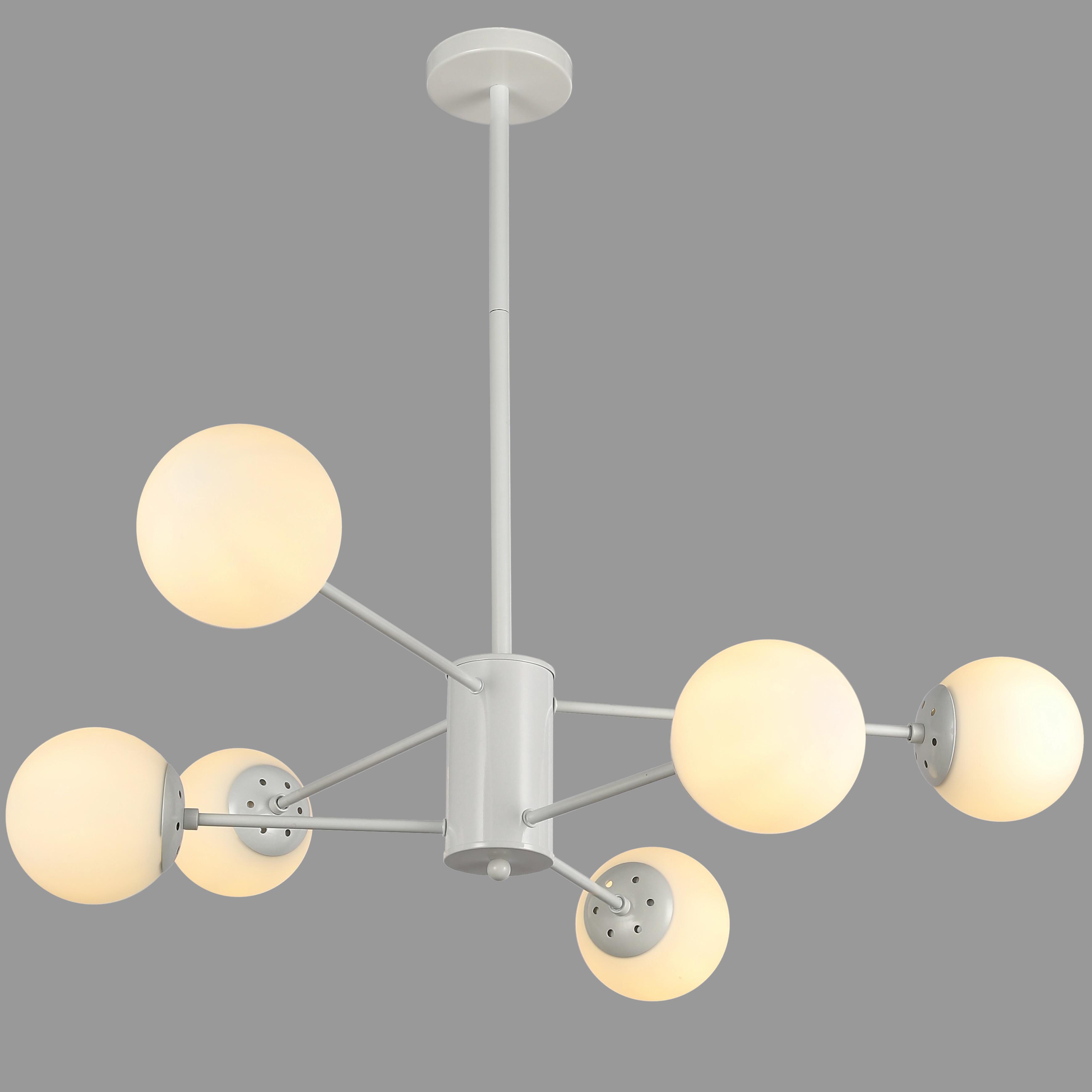 Люстра з білих куль на 6 ламп Білий (52-6033-6 WH+WH)