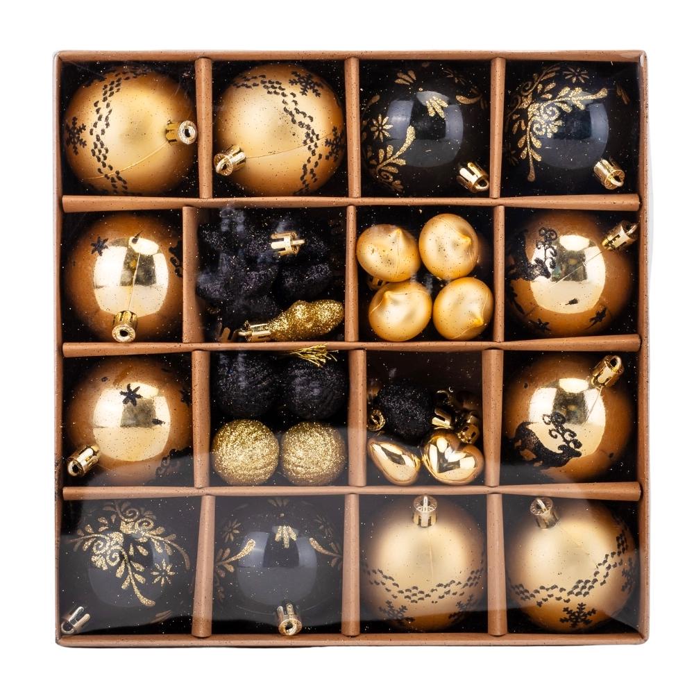 Набір ялинкових іграшок Блиск ночі 52 шт. (9125-019) - фото 1 Набір ялинкових іграшок Блиск ночі 52 шт. (9125-019) - фото 1
