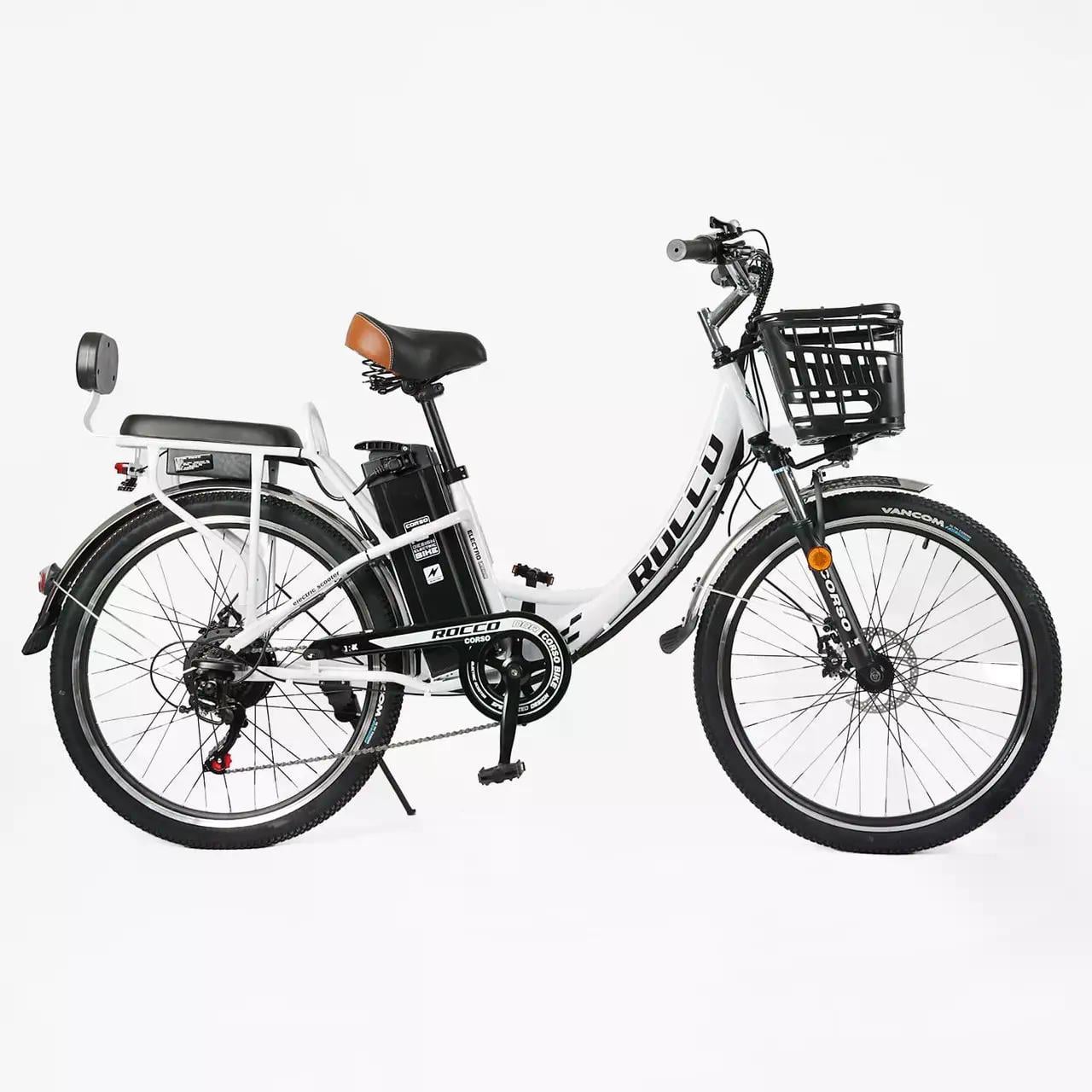 Электровелосипед двухместный Corso Rocco 26" 500W 48V 20Ah Shimano 7 скоростей Белый