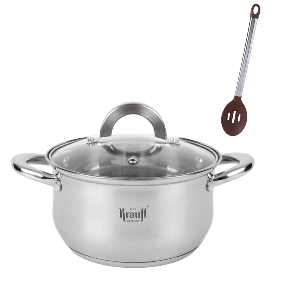 Кастрюля с крышкой Krauff Steil с кулинарной силиконовой ложкой Galaxy 20 см 3,4 л (55-333-387)