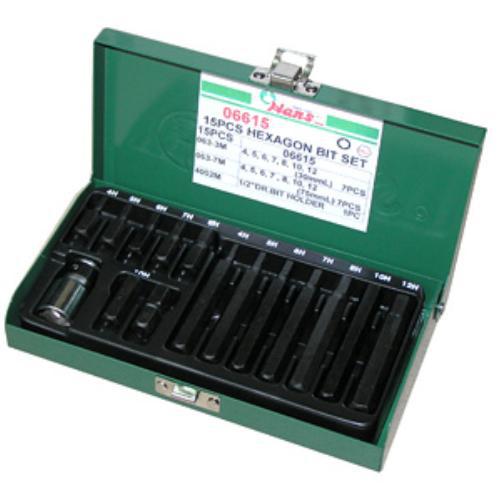 Набір біт шестигранних 30/75 мм 4-12 мм 15 пр.