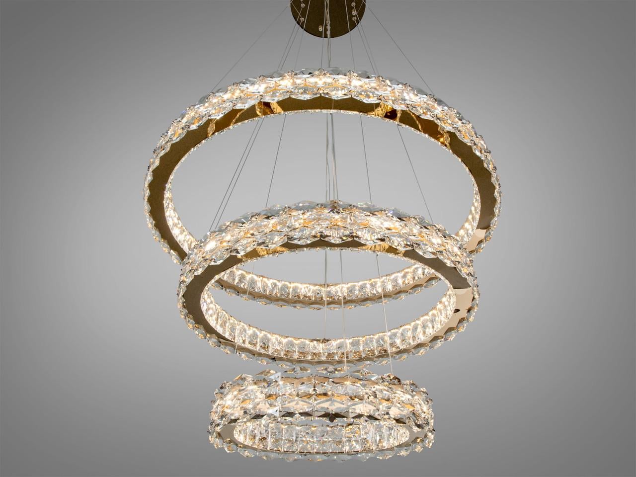 Люстра светодиодная 7895/800+600+400S-gold с пультом 95 Вт для гостиной Золотой (2994451635)