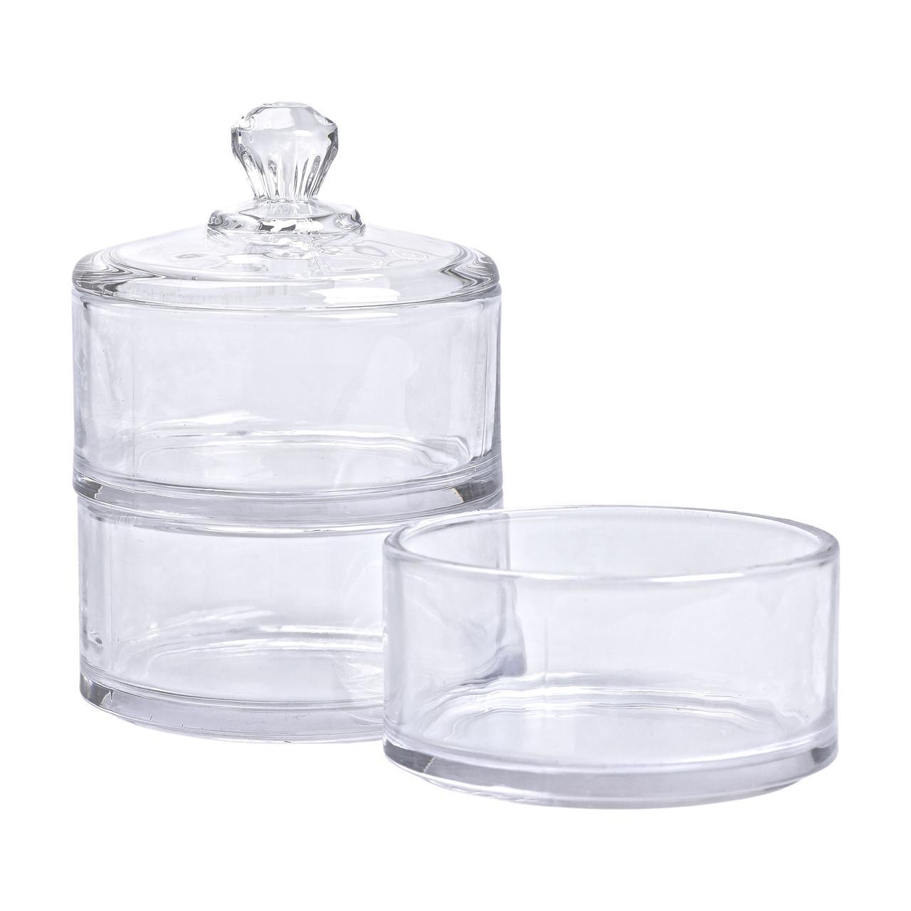 Конфетница трехъярусная стеклянная с крышкой HP-YH-22 Ø 10 см (A-033625) - фото 4