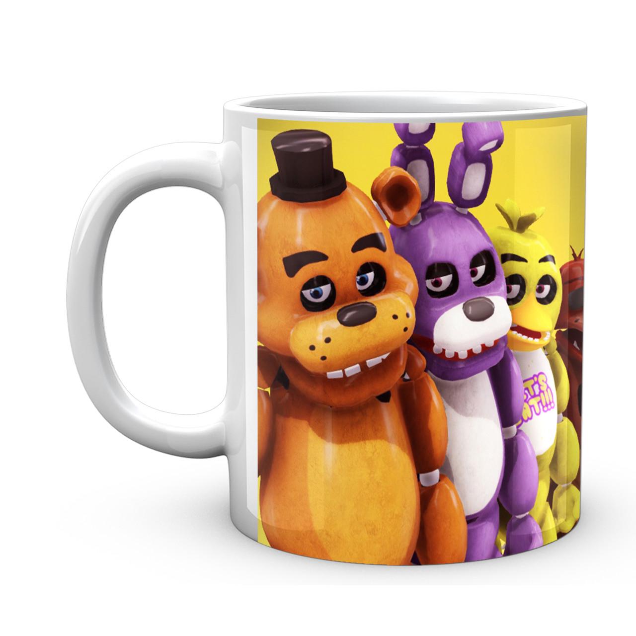 Чашка Five Nights At Freddys П'ять ночей з Фредді Аніматроніки Жовтий фон FN.02.393