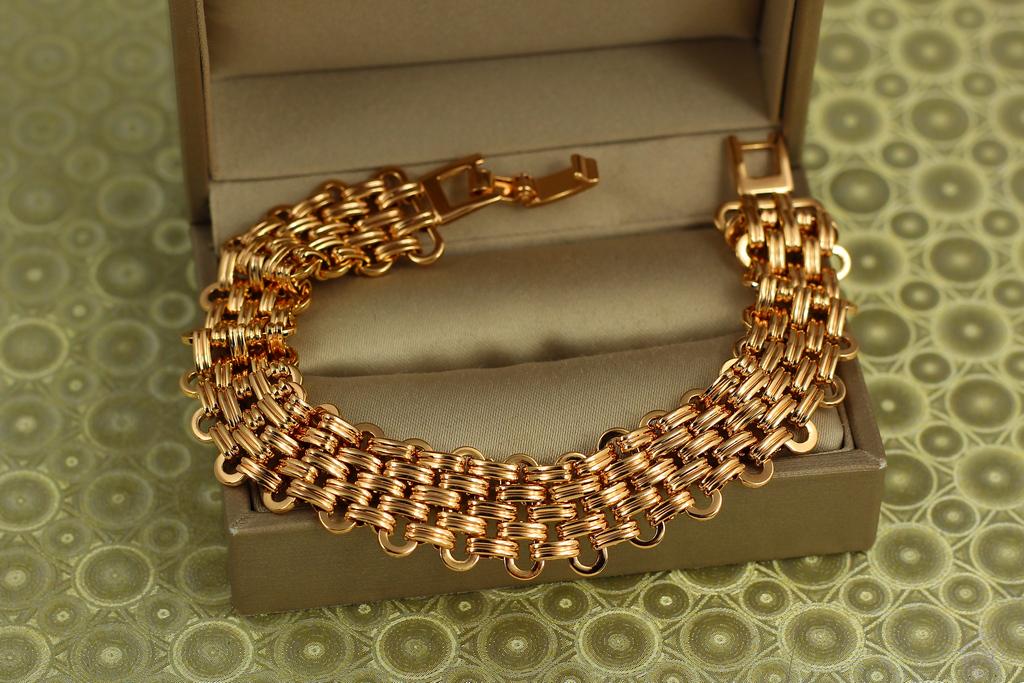 Браслет Xuping Jewelry Золотой кольчуга 19 см 8 мм Золотистый (37159127)